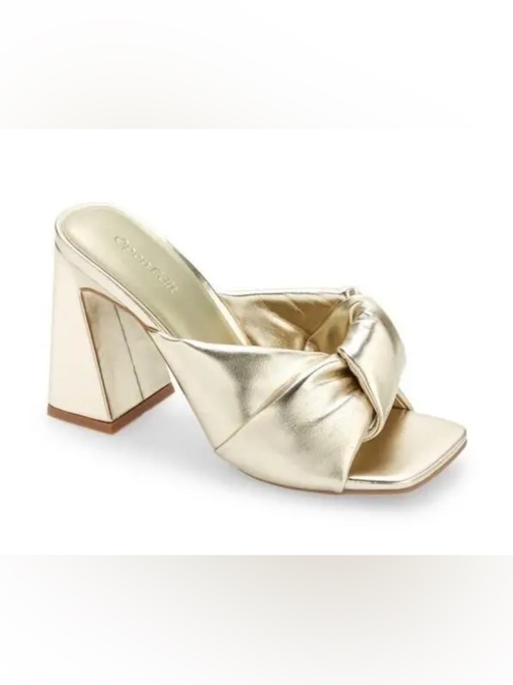 Open Edit | Gold Knot Front Block Heel Mules | Sz 8.5